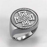 Sterling Silver Celtic Warrior Cross Men's Signet Statement Ring