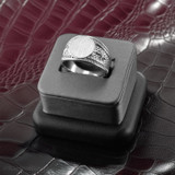 Bold Sterling Silver Northern Star Brushed Round Signet Ring for Men