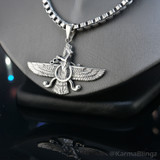 Solid Sterling Silver Oxidized Faravahar Persian Zoroastrian Pendant