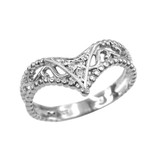 White gold chevron ring