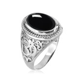 Silver Onyx Men's Om ring.