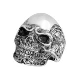 Sterling Silver Skull Head Skeleton Band Mens Biker Ring