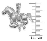 Sterling Silver Running Mustang Stallion Horse Equestrian Pendant Necklace