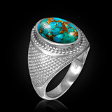 Sterling Silver Blue Copper Turquoise Statement Ring