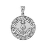 Sterling Silver Scottish Thistle Medallion Pendant Necklace