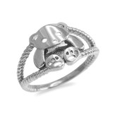 Sterling Silver Cute Teddy Bear Ladies Ring