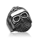 Sterling Silver Mens Maltese Cross Rebel Biker Ring