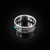 Sterling Silver Evil Eye Round Turquoise Sideways Cross Horseshoe Lucky Unisex Band