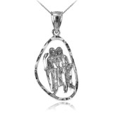 Sterling Silver Gemini Zodiac Sign DC Pendant Necklace