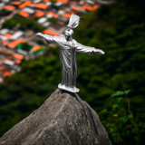 Sterling Silver Jesus Christ The Redeemer Cross Brazil Rio Statue Pendant