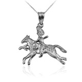 Sterling Silver Indian Chief Horse Rider Pendant Necklace