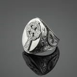 Sterling Silver Mens Celtic Cross Statement Ring
