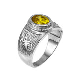 Sterling Silver Scorpio Zodiac Sign November Birthstone Yellow CZ Ring