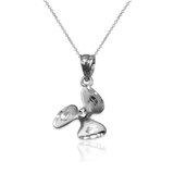Sterling Silver Satin DC Boat Rotor Propeller Charm Necklace