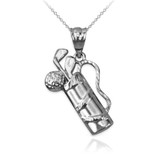 Polished Sterling Silver Golf Bag Pendant Necklace