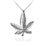 Sterling Silver Marijuana Leaf Cannabis DC Charm Necklace