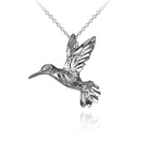 Sterling Silver Flying Hummingbird DC Charm Necklace