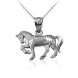 Satin DC Sterling Silver Horse Charm Necklace