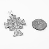 Solid Sterling Silver San Benito Cross Reversible Pendant