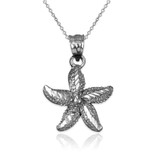 Solid Sterling Silver Starfish DC Pendant Necklace