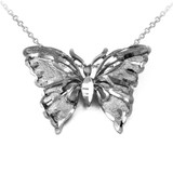 Solid Sterling Silver Butterfly DC Pendant Necklace
