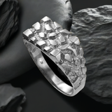 Mens Sterling Silver Rectangular Nugget Ring