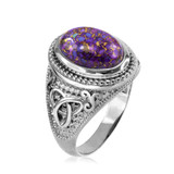 Sterling Silver Celtic Band Purple Copper Turquoise Statement Ring