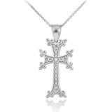 Sterling Silver Armenian Cross Charm Pendant Necklace