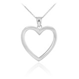 Sterling Silver Open Heart Pendant Necklace