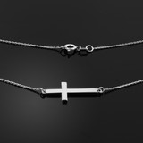 Sterling Silver Sideways Cross Cute Necklace