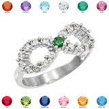 Sterling Silver Infinity Birthstone CZ Ring