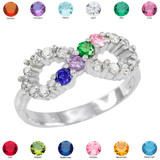 Sterling Silver Infinity Four Birthstone CZ Ring