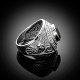 Sterling Silver US Coast Guard Birthstone CZ Ring