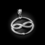 Sterling Silver Double Ouroboros Infinity Snakes Pendant Necklace