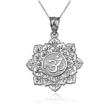 Sterling Silver Om Lotus Mandala Pendant Necklace