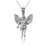 Sterling Silver Cherub Guardian Angel Pendant Necklace (S)