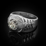 Sterling Silver Mens Watchband Design CZ Ring