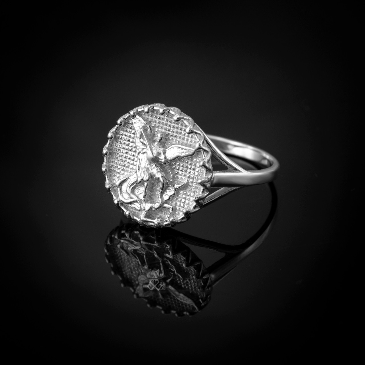 Sterling Silver St Benedict Women's Spiritual Protection Ring