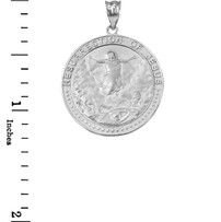 Sterling Silver Resurrection of Jesus Round Medallion Pendant Necklace