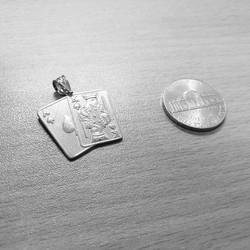 Silver Ace and King of Spades Blackjack 21 Hand Cards Charm Necklace
