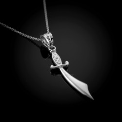 Sterling Silver Scimitar Sword Pendant Necklace