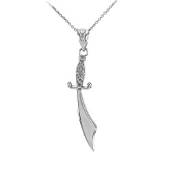 Sterling Silver Scimitar Sword Pendant Necklace