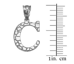 Sterling Silver Nugget Initial Letter "C" Pendant Necklace