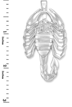 Sterling Silver Mens Scorpion CZ Pendant