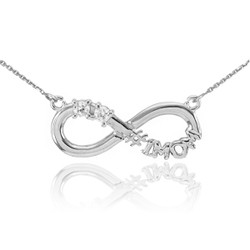 Sterling Silver Infinity #1 MOM Dual Birthstone CZ Necklace