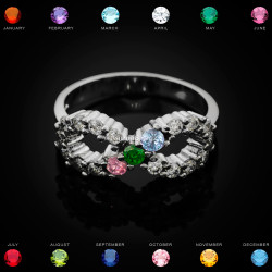 Sterling Silver Infinity Triple Birthstone CZ Ring