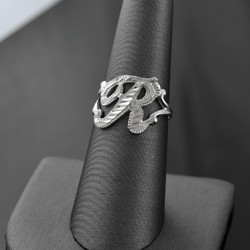 Sterling Silver Sparkle-Cut Letter Initial Script Ring