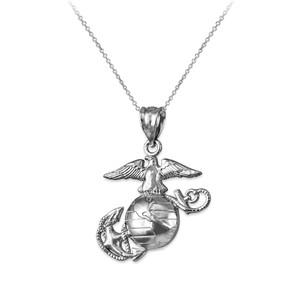 Sterling Silver US Marine Corps Womens Charm Necklace