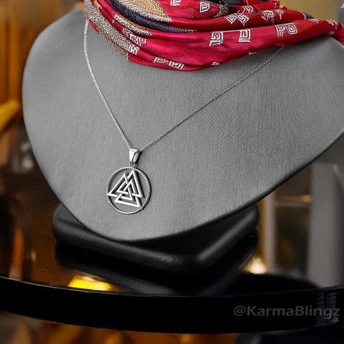 Sterling Silver Openwork Viking Valknut Pendant Necklace Sterling Silver Openwork Viking Valknut Pendant Necklace