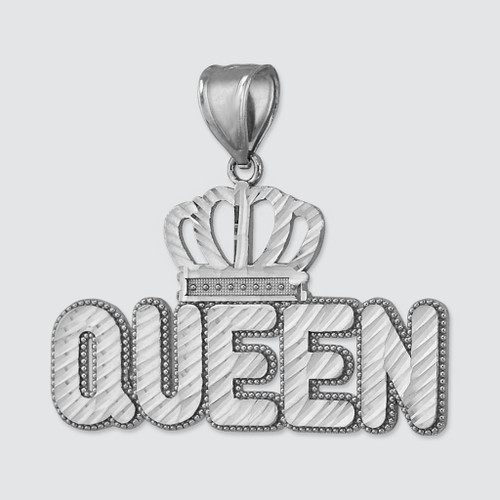 Sterling Silver Crown King Mens Hip-Hop DC Pendant